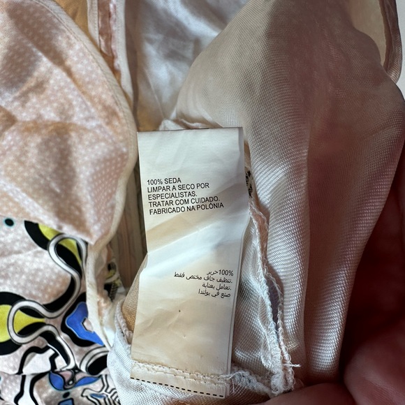 Peter Pilotto Pink Kia Blush Artsy Abstract 100% Silk Short Sleeve Shirt Size 6 - Picture 10 of 13